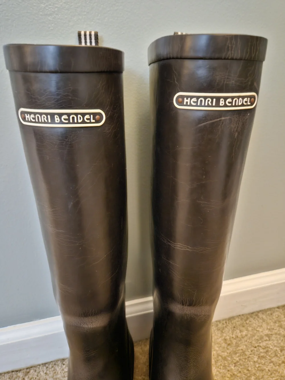 Henri Bendel Black Rain Boots - Tall Black Waterproof Boots Women's Size 9